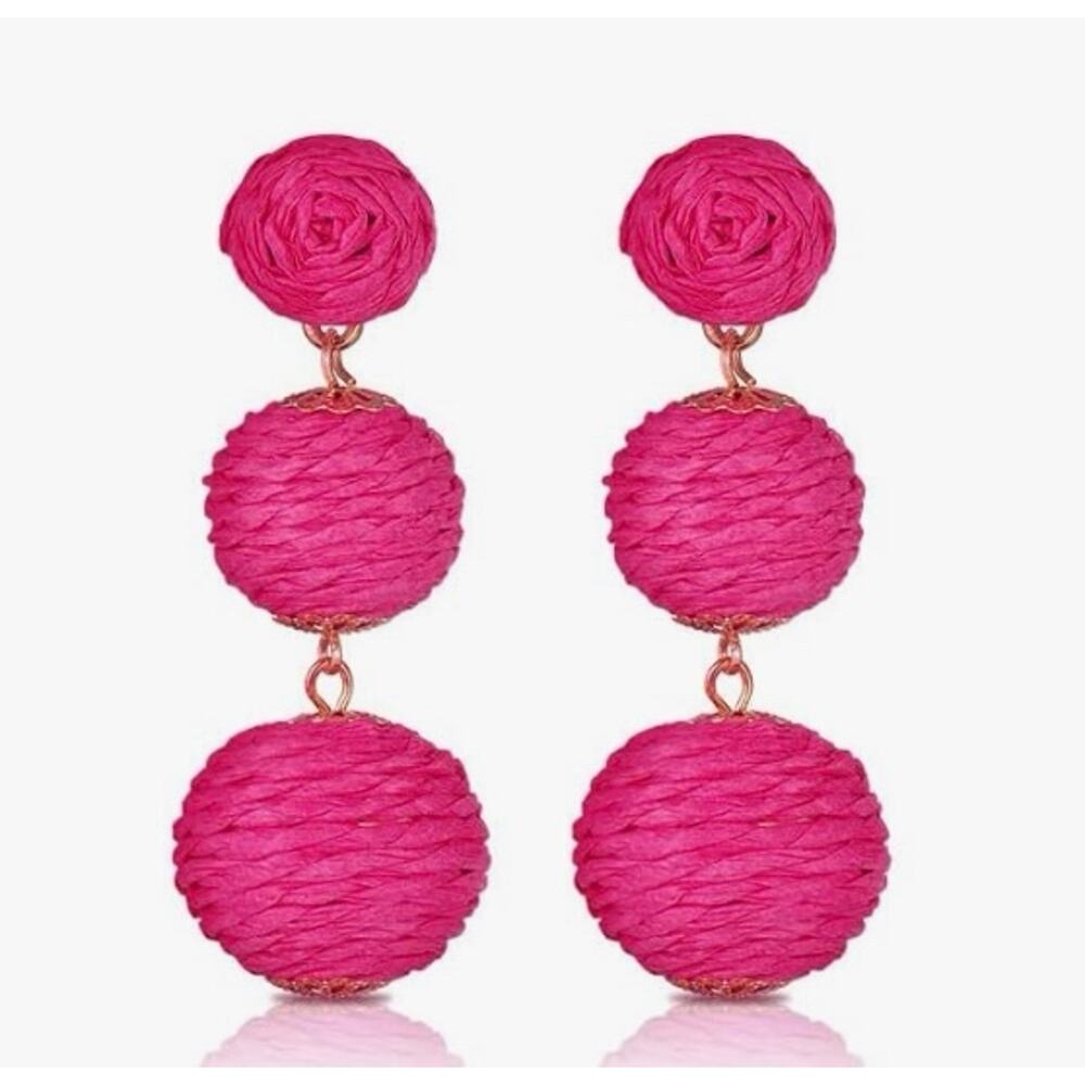 Raffia Wrapped Tiered Earrings*